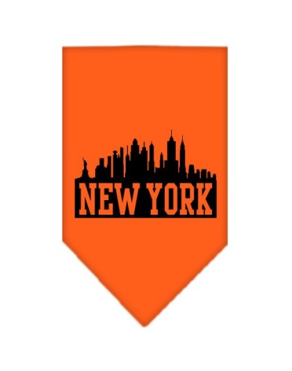 New York Skyline Screen Print Bandana Orange Large