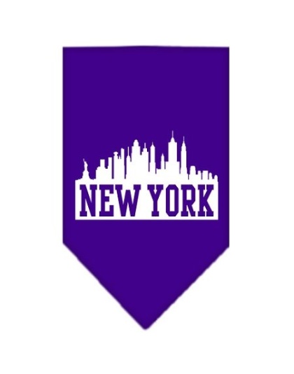 New York Skyline Screen Print Bandana Purple Large