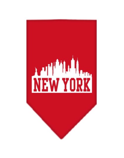 New York Skyline Screen Print Bandana Red Large