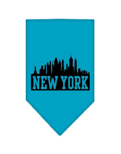 New York Skyline Screen Print Bandana Turquoise Large