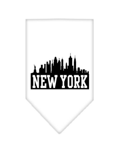 New York Skyline Screen Print Bandana White Large