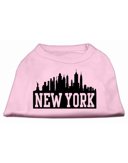 New York Skyline Screen Print Shirt Light Pink Lg