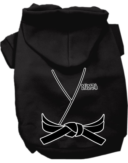 Ninja Costume Screen Print Dog Hoodie Black Size XS