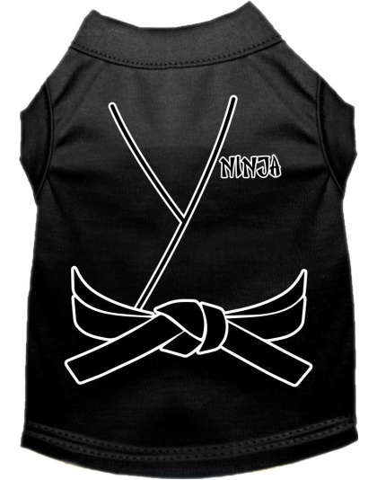 Ninja Costume Screen Print Dog Shirt Black Size XS