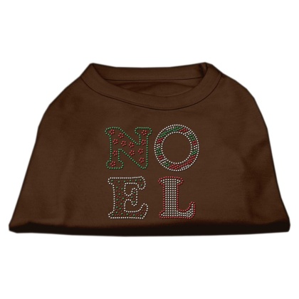 Noel Rhinestone Dog Shirt Brown Lg