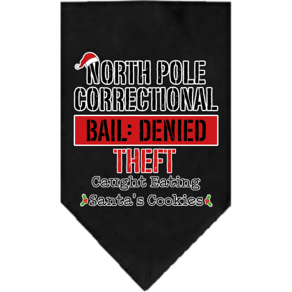 North Pole Correctional Screen Print Bandana Black Size Small