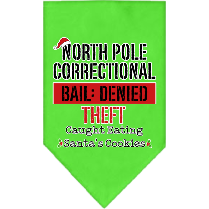 North Pole Correctional Screen Print Bandana Lime Green Size Small