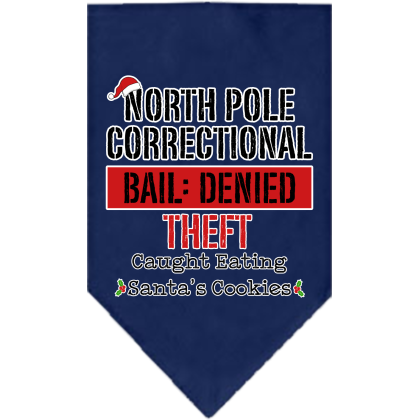 North Pole Correctional Screen Print Bandana Navy Blue Size Small