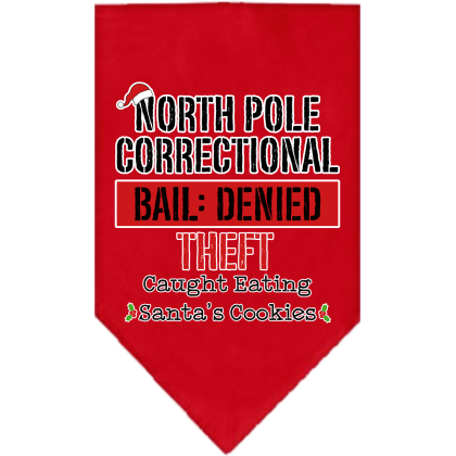 North Pole Correctional Screen Print Bandana Red Size Small
