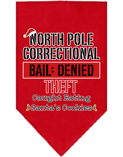 North Pole Correctional Screen Print Bandana Red Size Small