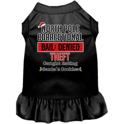 North Pole Correctional Screen Print Dog Dress Black Size XS