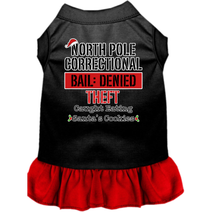 North Pole Correctional Screen Print Dog Dress Black with Red Size XS