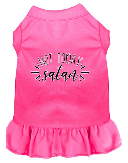 Not Today Satan Screen Print Dog Dress Bright Pink 4X (22)