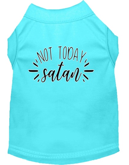 Not Today Satan Screen Print Dog Shirt Aqua Lg