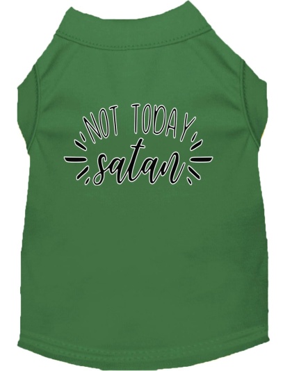 Not Today Satan Screen Print Dog Shirt Green Lg