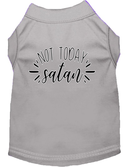 Not Today Satan Screen Print Dog Shirt Grey Lg