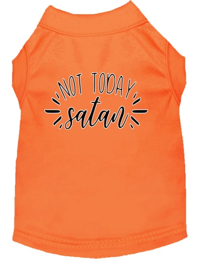 Not Today Satan Screen Print Dog Shirt Orange Lg