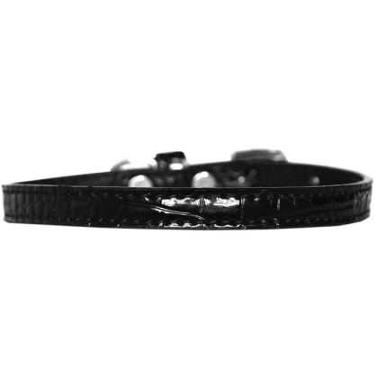 Omaha Plain Croc Dog Collar Black Size 10