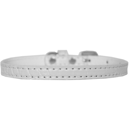 Omaha Plain Croc Dog Collar White Size 10