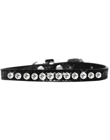One Row Clear Jewel Croc Dog Collar Black Size 10
