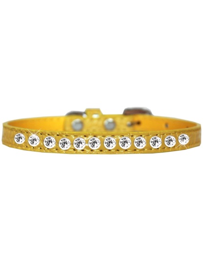 One Row Clear Jewel Croc Dog Collar Yellow Size 10