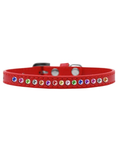 One Row Confetti Size 10 Red Puppy Collar