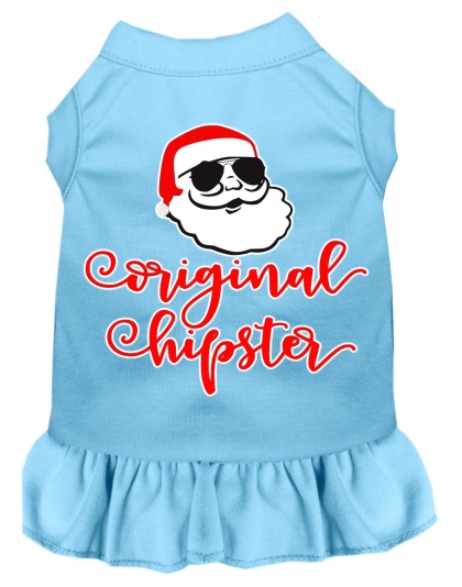 Original Hipster Screen Print Dog Dress Baby Blue 4X (22)