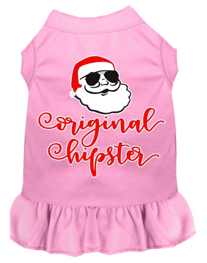 Original Hipster Screen Print Dog Dress Light Pink 4X (22)