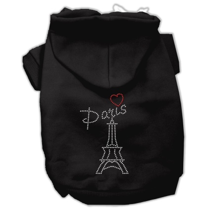 Paris Rhinestone Hoodies Black L