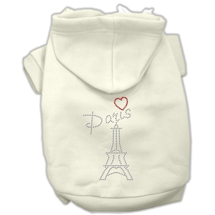 Paris Rhinestone Hoodies Cream L