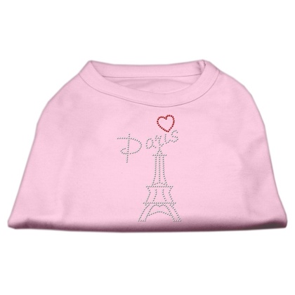 Paris Rhinestone Shirts Light Pink L