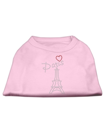 Paris Rhinestone Shirts Light Pink L