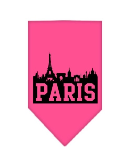 Paris Skyline Screen Print Bandana Bright Pink Large