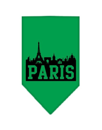 Paris Skyline Screen Print Bandana Emerald Green Large