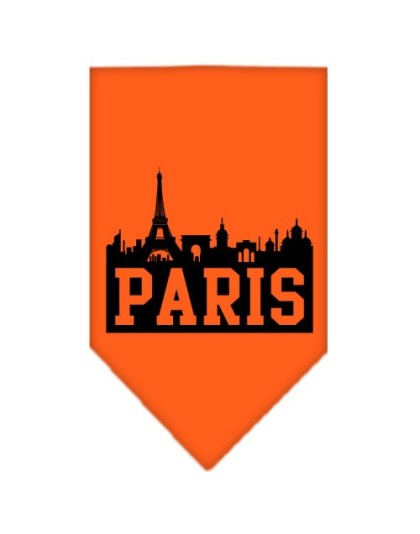 Paris Skyline Screen Print Bandana Orange Large