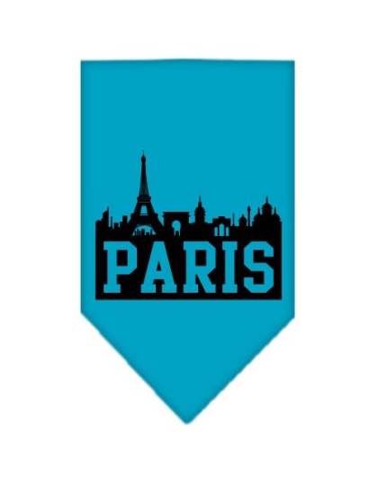 Paris Skyline Screen Print Bandana Turquoise Large