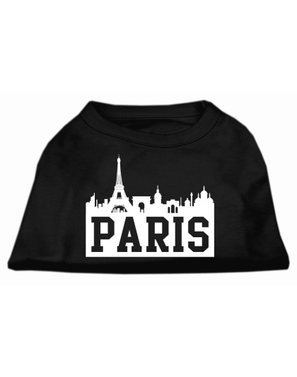 Paris Skyline Screen Print Shirt Black Lg