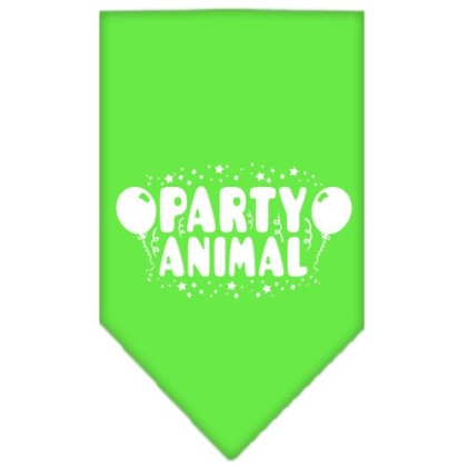 Party Animal Screen Print Bandana Lime Green Large