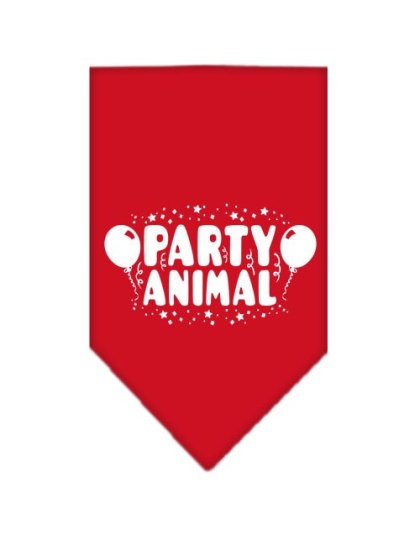 Party Animal Screen Print Bandana Red Large