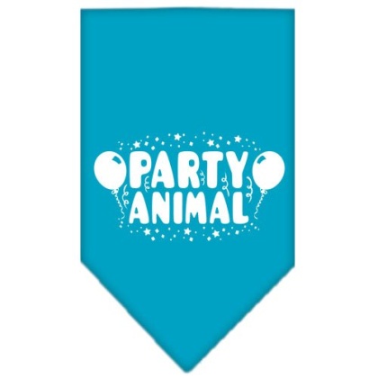 Party Animal Screen Print Bandana Turquoise Large