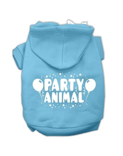 Party Animal Screen Print Pet Hoodies Baby Blue Size Lg