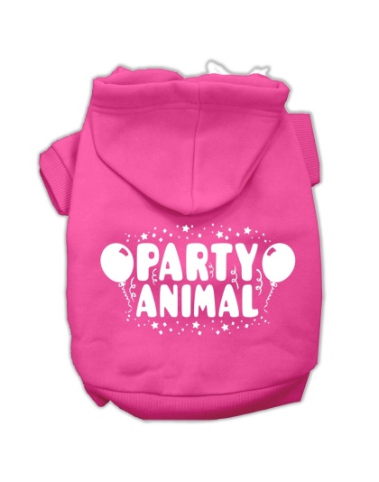Party Animal Screen Print Pet Hoodies Bright Pink Size Lg
