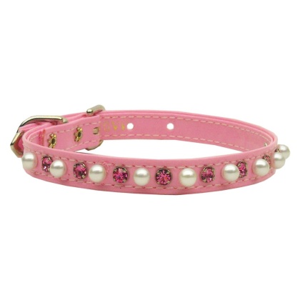 Patent 3/8" Pearl and Crystal Collars Pink 10