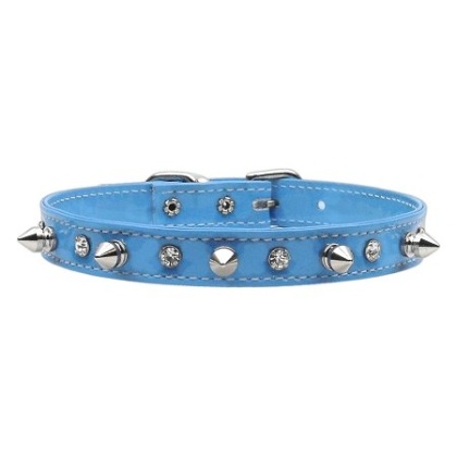 Patent Crystal and Spike Collars Baby Blue 10