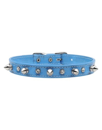 Patent Crystal and Spike Collars Baby Blue 10