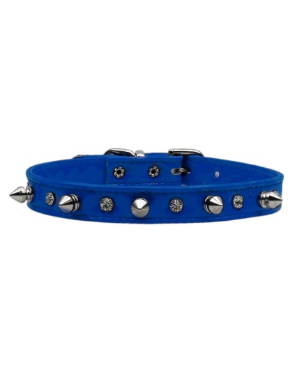 Patent Crystal and Spike Collars Blue 10