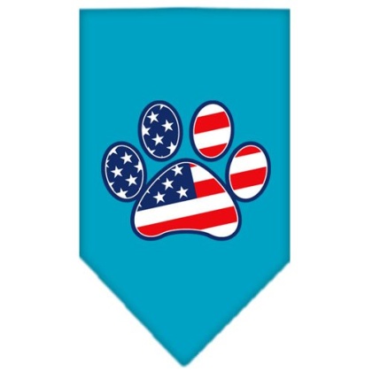 Patriotic Paw Screen Print Bandana Turquoise Large