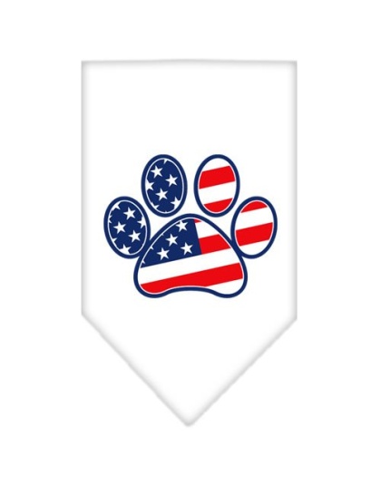 Patriotic Paw Screen Print Bandana White Large