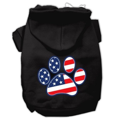 Patriotic Paw Screen Print Pet Hoodies Black L