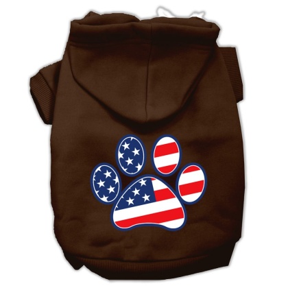 Patriotic Paw Screen Print Pet Hoodies Brown L